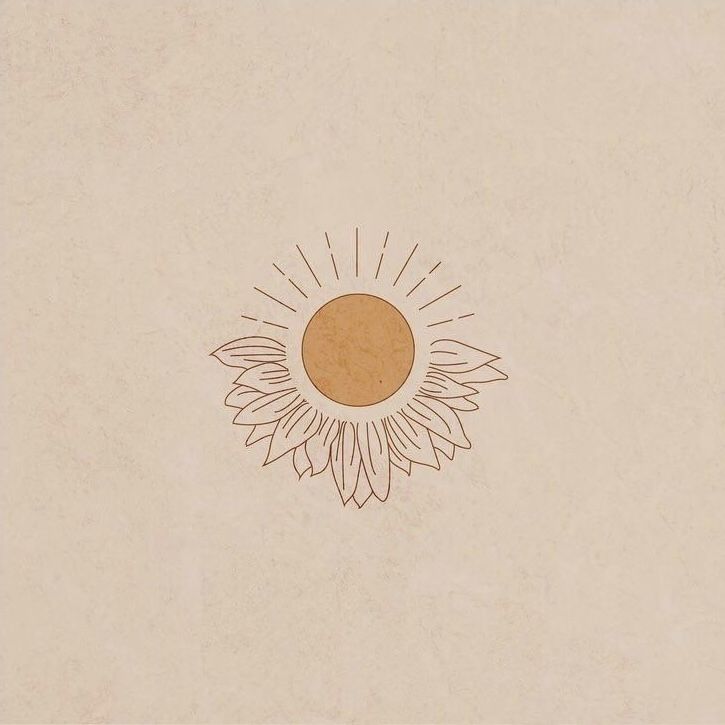 a drawing of a sunflower on a beige background