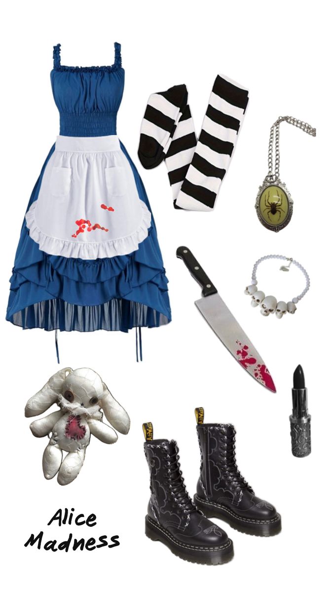 an assortment of costume items including gloves, boots and necklaces