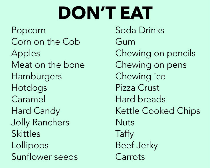 While the list above of foods you should avoid may seem long, the foods that are ok to eat while in braces is even longer! Description from ellenderortho.com. I searched for this on bing.com/images Brace Care Tips, Braces Foods To Eat, After Braces Removal, What Not To Eat With Braces, Braces Accessories, Things To Eat With Braces, How To Whiten Your Teeth After Braces, Food To Eat With Braces, What Can You Not Eat With Braces