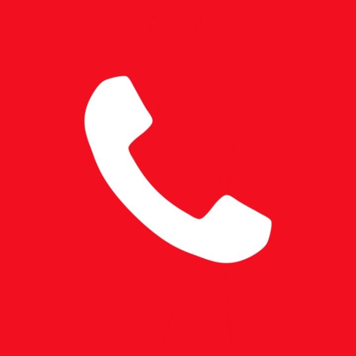 a red phone icon with white text on it