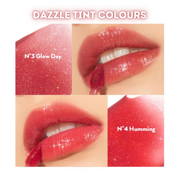 UNLEASHIA Non-Sticky Dazzle Tint 3 Glow Day 4 Humming Swatch Unleashia Non Sticky Dazzle Tint, Lip Tints, Lip Plumping, Lip Glosses, Olive Fruit, Pop Idol, Rosehip Oil, Korean Actresses, Lip Plumper