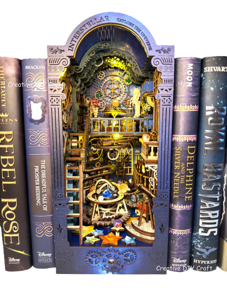 a book shelf filled with lots of books next to each other in front of a white background