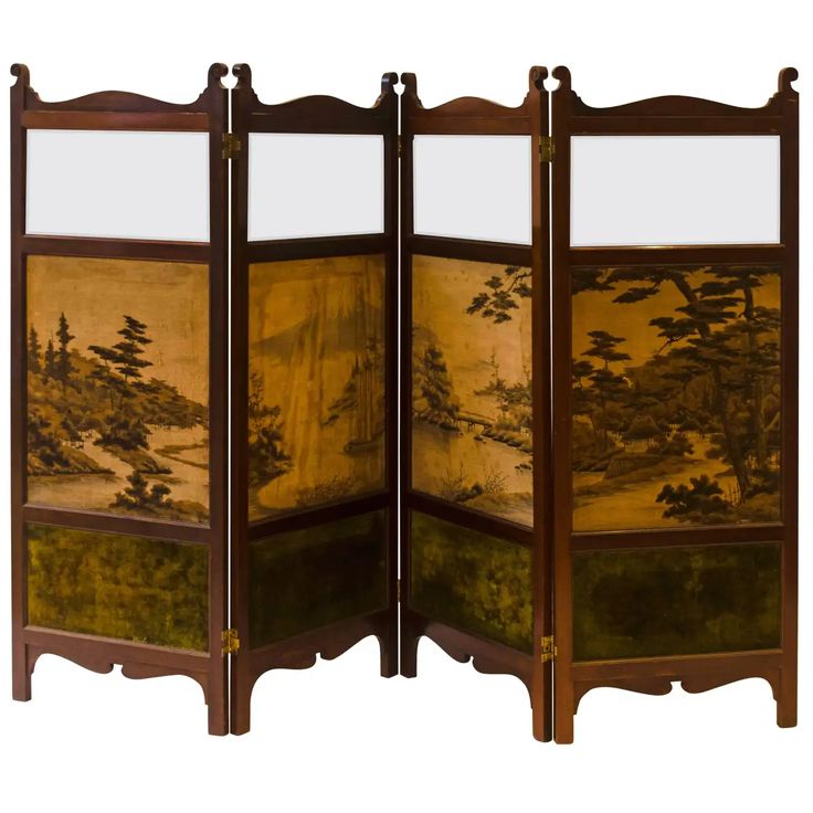 E. W. Godwin, Attri An Anglo-Japanese Four-Fold Screen With Japanese Silk Scenes For Sale at 1stDibs William Godwin, 1960s Furniture, Scandinavian Armchair, Japanese Screen, Wood Screens, Art Deco Cabinet, Scandinavian Dining, 19th Century Art, Antique Sofa