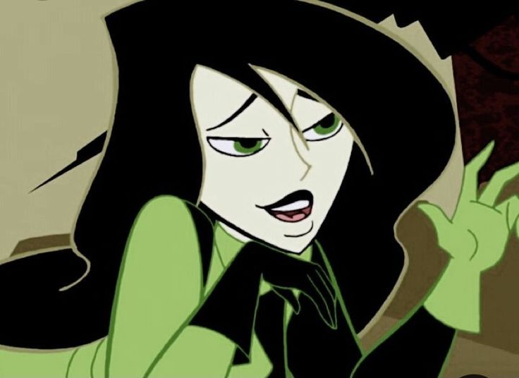 an animated image of a woman with black hair and green eyes, wearing a hat