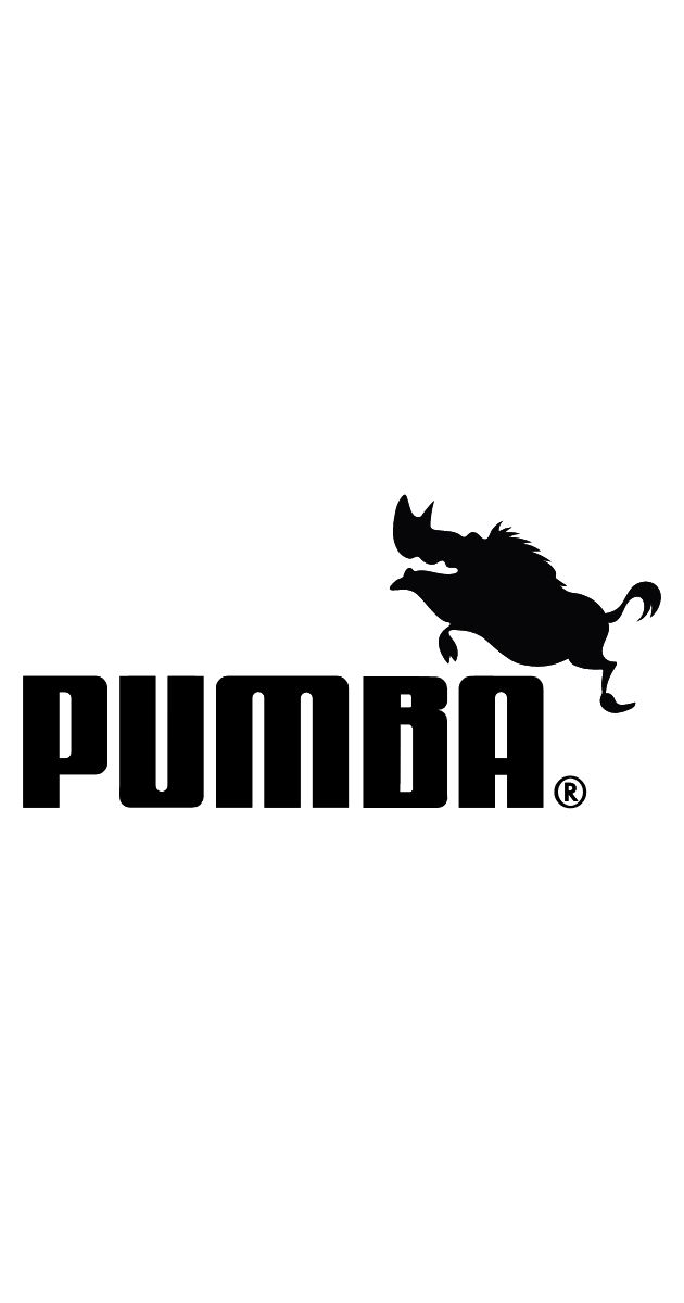 the word pumba is written in black and white with an image of a boar