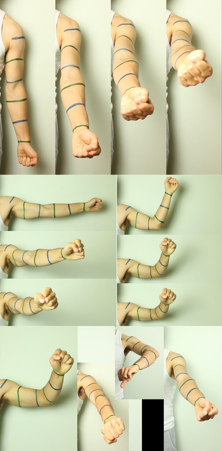 multiple images of the legs and arms of a person with bandages on their hands