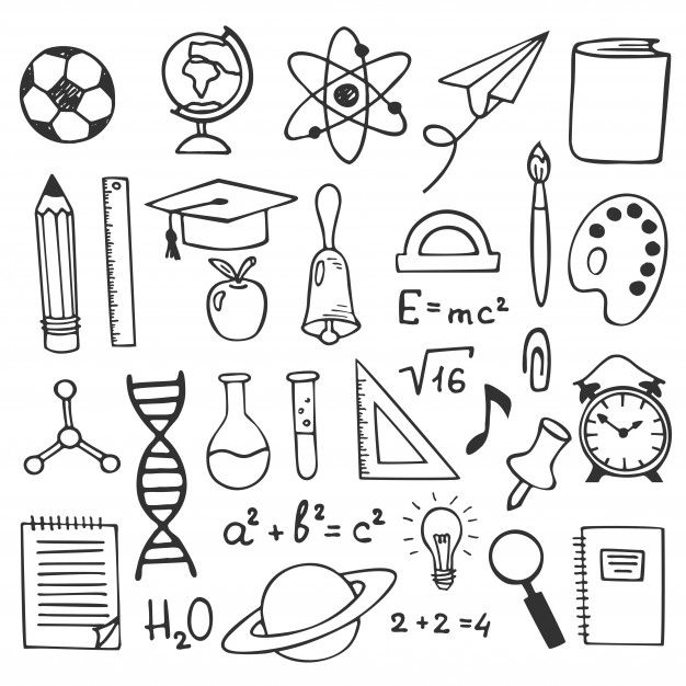 hand drawn school and science icons