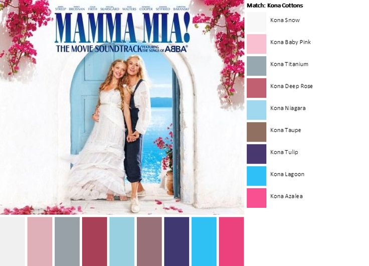 the color scheme for mamma mia's wedding album