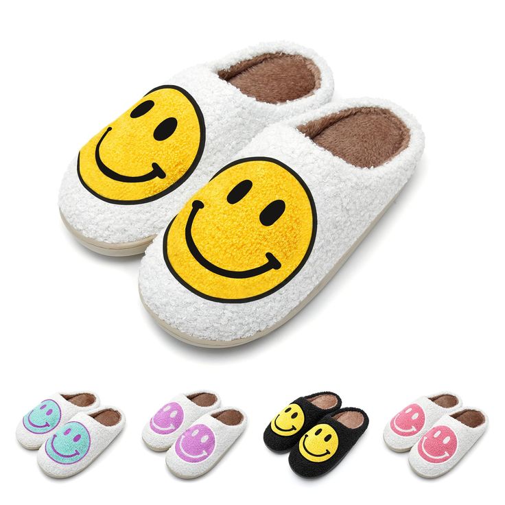 PRICES MAY VARY. Memory Foam Comfort】: Experience cloud-like comfort with high-density memory foam and pp cotton; these smiley slippers for women hug your feet with every step. The perfect smile slippers for women, ideal for unwinding after a long day. 【Durable & Anti-Skid】: Enjoy scratch-free floors with our fun slippers, designed with an anti-skid TPR sole for safe, stable steps. These womens smiley face slippers add a cheerful touch to your day, making them the perfect womens comfy slippers. Preppy Slippers, Smile Slippers, Happy Face Slippers, Smiley Slippers, Smiley Face Slippers, Fun Slippers, Trendy House, Fluffy Slippers, Comfy Slippers