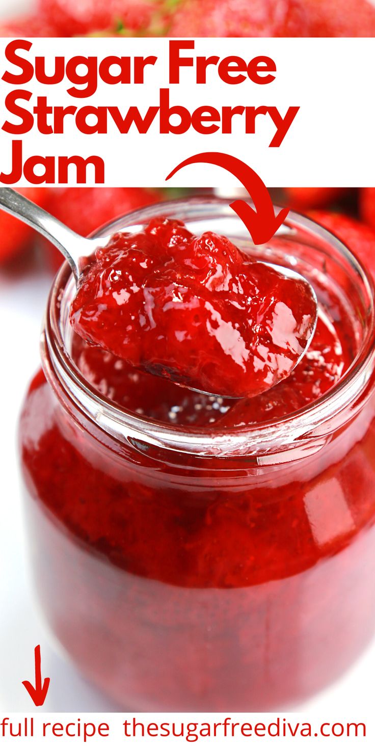 Sugar Free Strawberry Jam Keto Strawberry Jam Recipe, Healthy Strawberry Freezer Jam, Freezer Jam Strawberry Low Sugar, Homemade Strawberry Jam No Sugar, Sugar Free Strawberry Freezer Jam, Strawberry Jam Healthy, No Sugar Jam Recipe, Sugar Free Canning Recipes, Healthy Jam Recipes