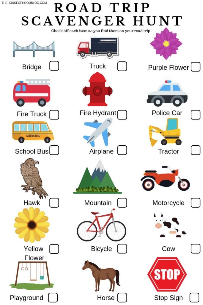 the road trip scavenger hunt is shown in this printable worksheet