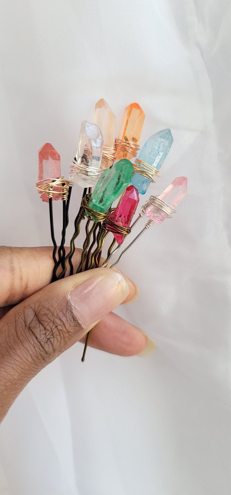 Quartz Crystal Hair Pins, Bun Pin, Hairpiece, Quartz Pins, Bridesmaid Hair Pins, Loc Jewelry, Dreadlock Hair Accessories - Etsy Trinket Hair, Locs Hair Accessories, Gemstone Hair Accessories, Quartz Hair Piece, Loc Jewelry Crystals, Crystals In Dreads, Gemstone Hair Pin, Dreadlock Hair, Bun Pins