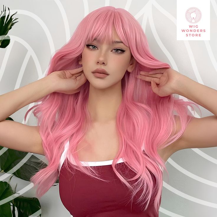 🌟 Welcome to Wig Wonders Store! 🌟 Indulge in the magic of our enchanting wig collection! 🔴 Color: Pink 🔴 Wigs Design:Long Wigs 🔴 Type: Bangs Wig 🔴 Curl: Body Wave 🔴 Dye/Bleach/Perm: No 🔴 Heat Tolerence: 100℃ Elevate your style and express your unique personality with our diverse range of high-quality wigs crafted to perfection. Whether you're seeking a glamorous look for a special occasion or a subtle enhancement for everyday wear, we have the ideal wig waiting for you. ️ Explore our exq Natural Hair Wigs, Long Curly Wig, Pink Wig, Brown Wig, Body Wave Hair, Long Wavy Hair, Long Wigs, Long Curly Hair, Zayn Malik