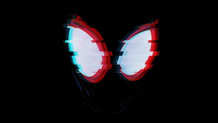 the spider - man movie poster is shown in red and blue lights on black background