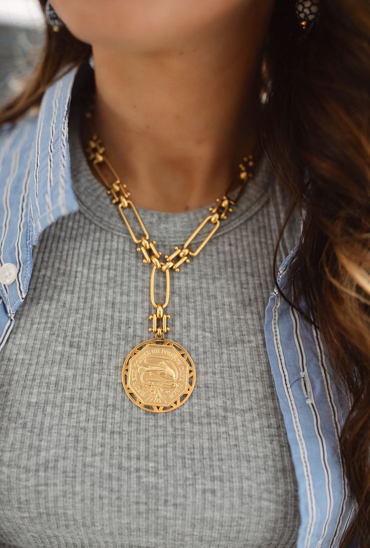 Rhode Necklace – Brinker + Eliza Luxury Vintage Medallion Necklace, Luxury Vintage Medallion Jewelry, Luxury Timeless Gold Medallion Necklace, Luxury Timeless Round Medallion Necklace, Gold Chain Necklace Womens, Gold Coin Jewelry, Gold Jewels Design, All Day Everyday, Gold Bride Jewelry