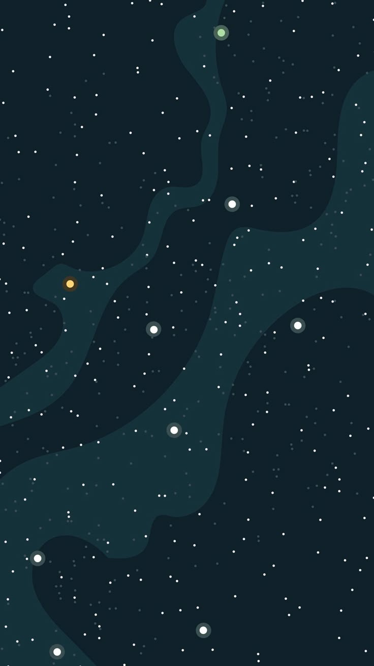 the night sky is filled with stars, and there are two yellow dots in the distance