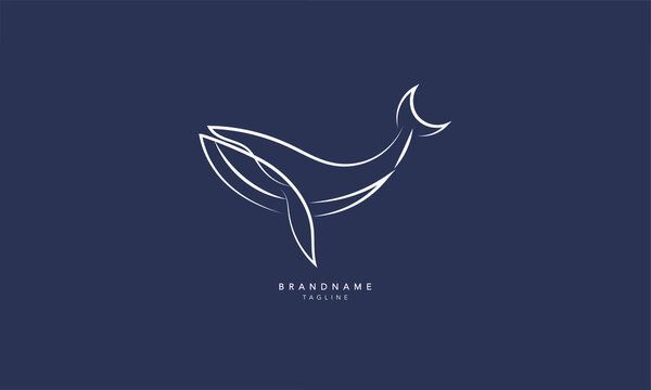 a whale logo on a dark blue background with the words,'brand name tagline '