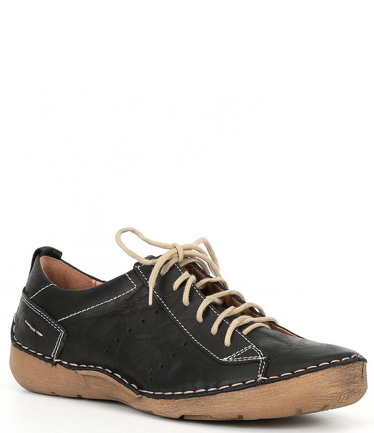 From Josef Seibel&#x2C; the Fergey 56 Leather Lace-Up Oxford Sneakers feature:Full grain leather upperHand stitched constructionOxford styleLace-up closureLeather liningCushioned&#x2C; removable insolePolyurethane outsoleFlat heelImported. Formal Leather Sole Lace-up Sneakers, Black Lace-up Custom Sneakers With Leather Sole, Black Lace-up Shoes With Leather Sole And Wingtip Design, Josef Seibel Shoes Women, Josef Seibel Shoes, Oxford Sneakers, Loafer Shoes Women, Josef Seibel, Danner Mountain Light Boot