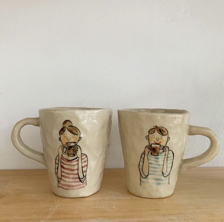 couple ceramic handmade cup/mug. Couple Cups Ideas, Matching Mugs Aesthetic, Couples Ceramics, Couple Ceramics Ideas, Friends Who Are Like Family, Bf Ideas, Summer Mug, Kawaii Cups, Matching Mugs