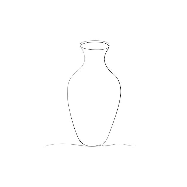 a line drawing of a vase sitting on the ground with its top half turned to the side