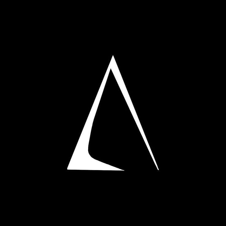 a black and white logo with the letter a in it's center, on a dark background