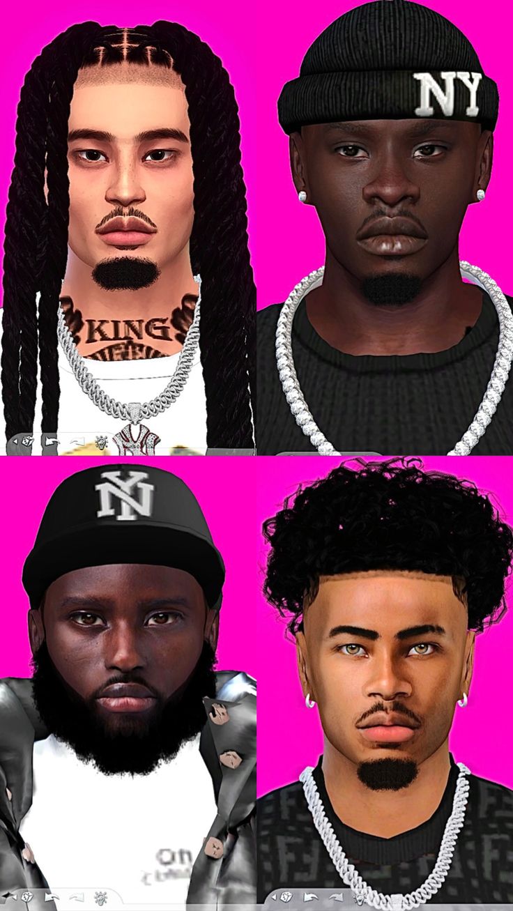 four different types of black men with dreadlocks on their heads and one wearing a beanie