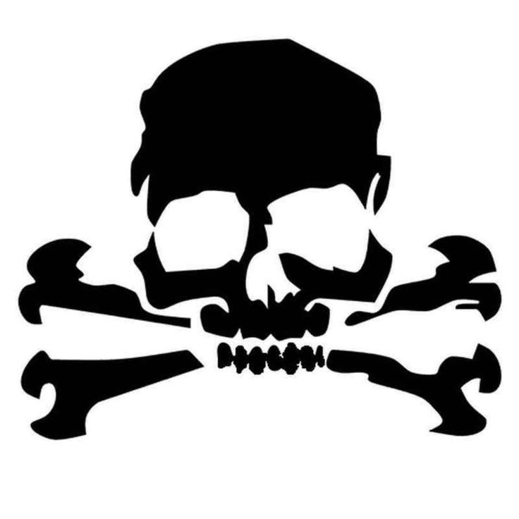 a black and white image of a skull and bones