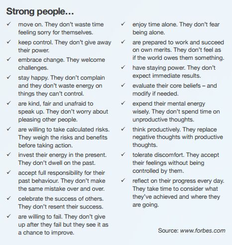 an article in the paper that says strong people