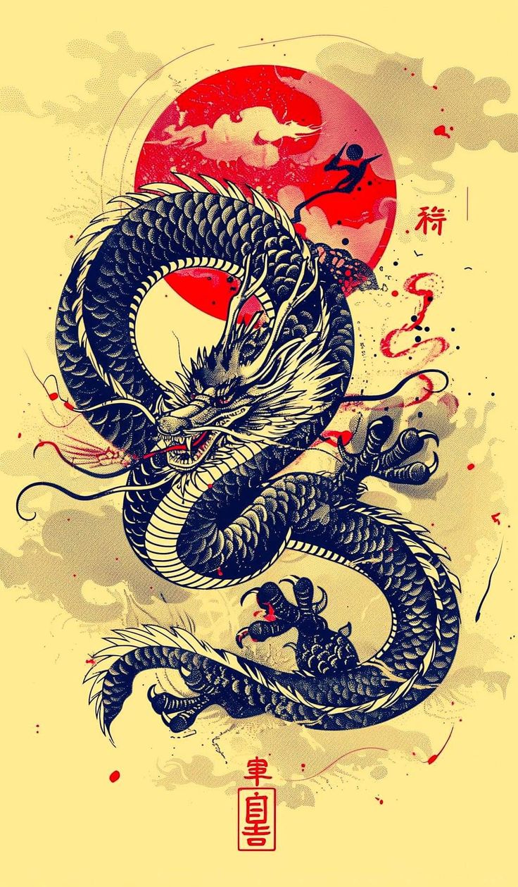 Ryujin...Japanese Dragon...🐉 Japanese Art Samurai Wallpaper, Mascara Hannya, Traditional Japanese Dragon, Japanese Art Samurai, Timeless Tattoo, Samurai Wallpaper, Japanese Mythology, Japanese Art Prints, Japanese Dragon