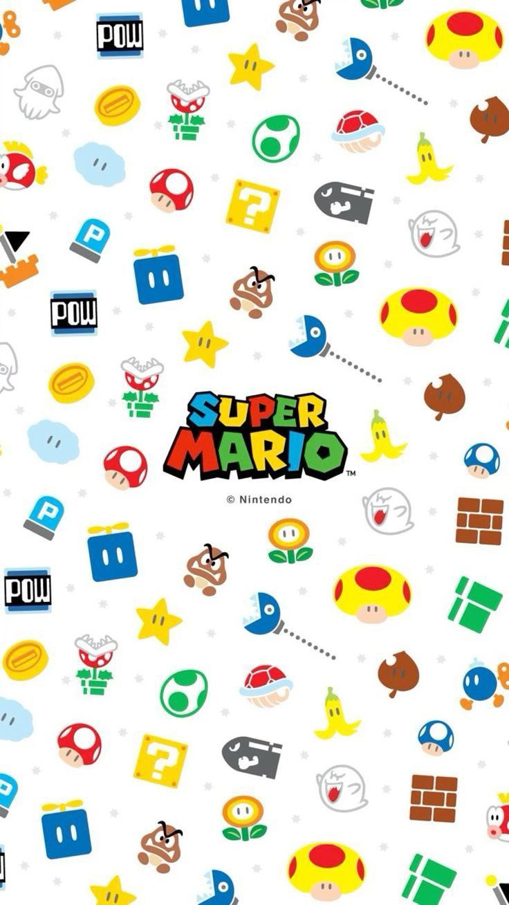 the super mario wallpaper has many different characters on it's back cover, and there is no image here to provide a caption