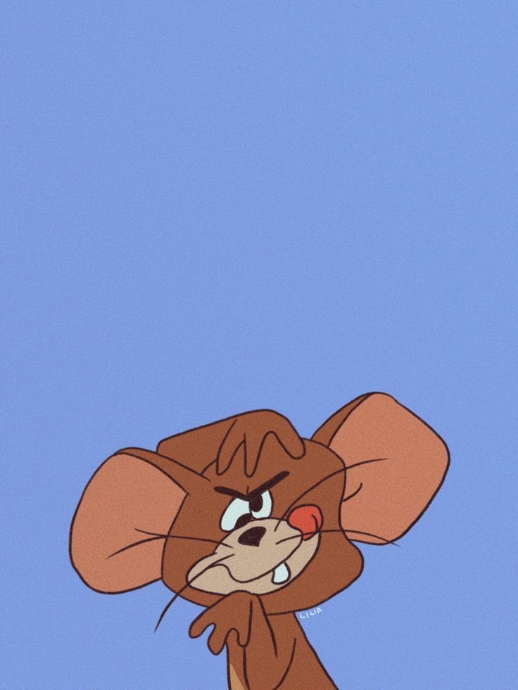 a cartoon mouse is looking up at the sky