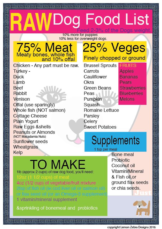 the raw dog food list for dogs