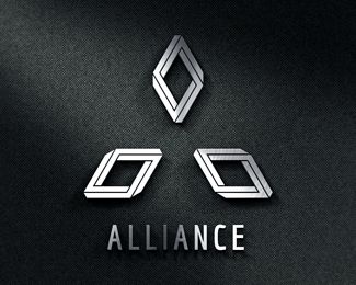 the alliance logo for alliance, which is designed to look like three squares and two intersectings