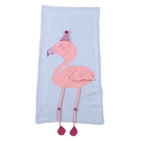 a towel with a pink flamingo wearing a party hat