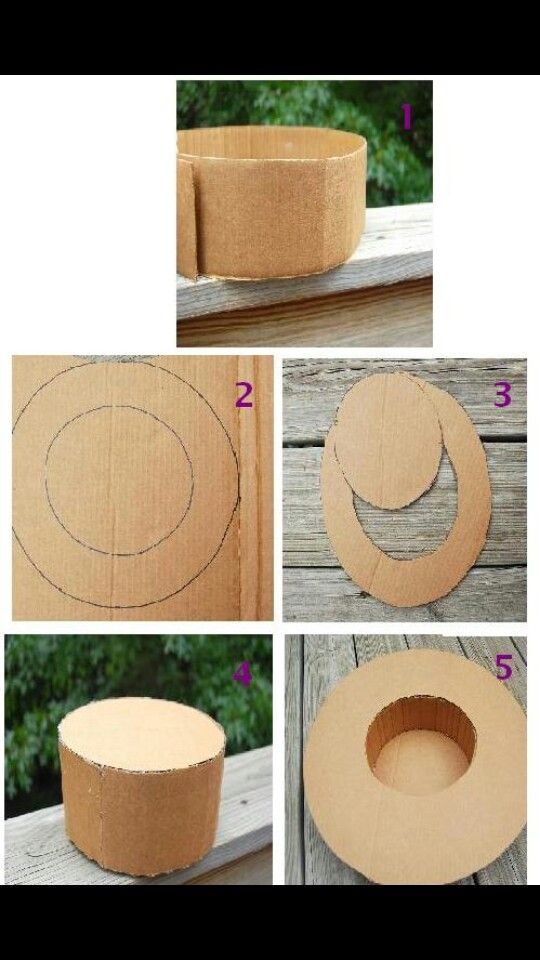 the steps to make a cardboard bowl with circles and holes on it, as well as instructions