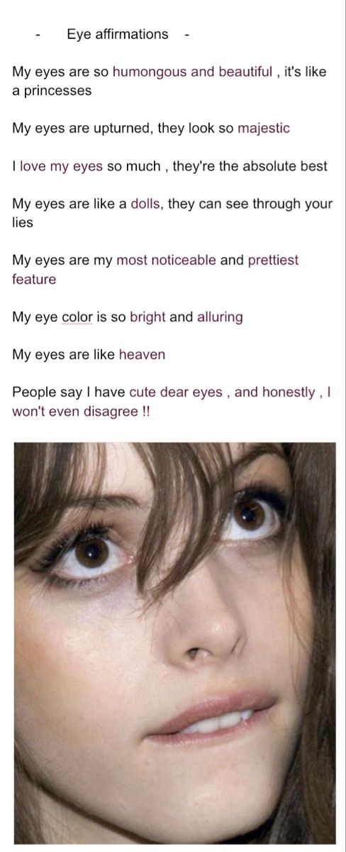 Affirmations
Eyes
Subliminals
Eye affirmatioms
Big eye
Big eyes affirmatioms
Beautiful eyes 
Seductive eyes
Alluring eyes Big Eye Affirmations, Bigger Lips Affirmations, Thick Eyebrow Affirmations, Affirmation For Beautiful Eyes, V Shaped Face Affirmations, Eye Color Affirmations, Manifestation For Beautiful Face, Healthy Eyes Affirmations, Doe Eyes Affirmations