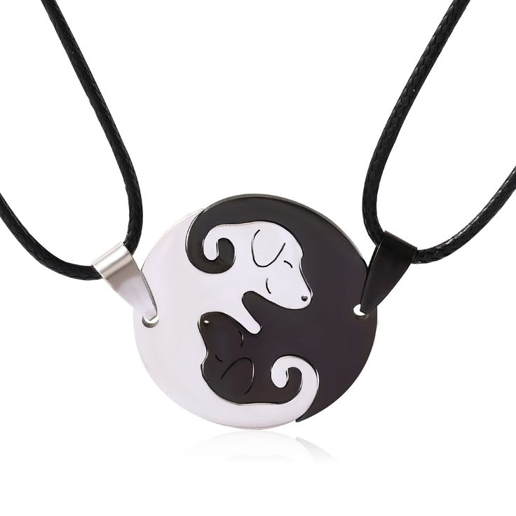 PRICES MAY VARY. 🐩【Dog YinYang Couple Necklaces】- This puzzle dog pendant represents Yin and Yang, which is a 2pcs couple necklace set and suits for women, girls and men. It is designed with attractive pattern for couple and friends as a sign of love and connection between them. This will be a present they will be able to share equally. You can put them together and they perfectly fit in harmony! 🐩【Stainless Steel Friendship Necklaces】- We choose durable stainless steel instead of alloy or bra Bff Necklaces For 2, Cat Yin Yang, Necklace For Couples, Demon Child, Matching Bff, Matching Necklaces For Couples, Matching Cat, Beat Friends, Bff Stuff