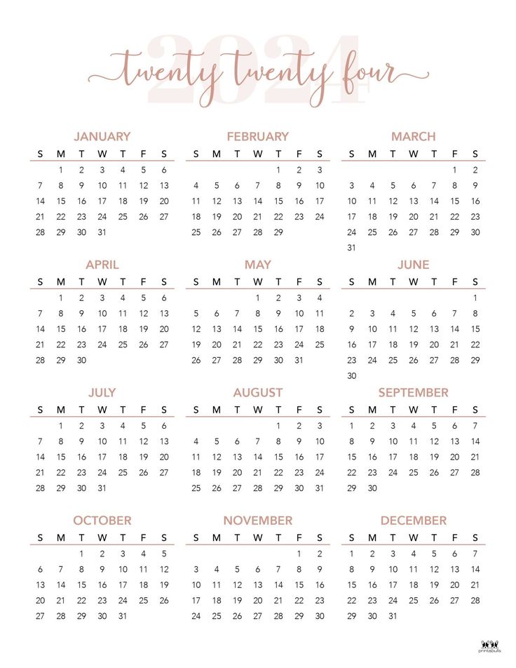 a calendar with the words twenty twenty forty four on it, in pink and white