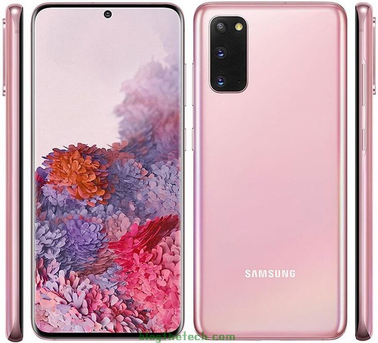 the new samsung galaxy s10 is shown in three different colors and features an array of flowers