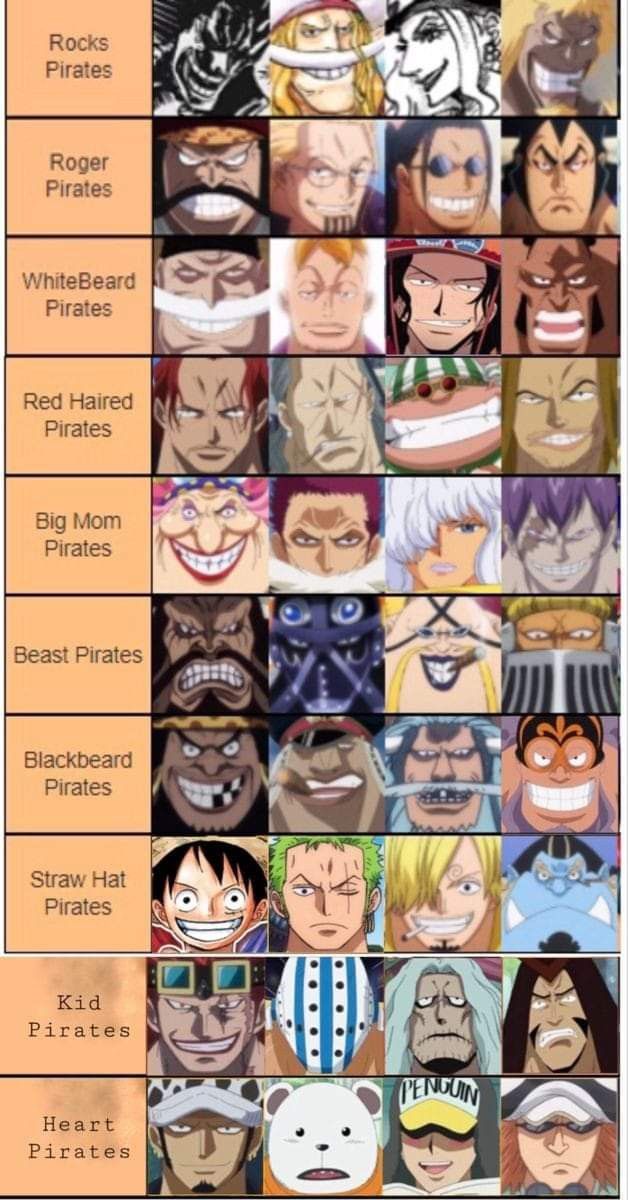 the many faces of one piece characters in each character's avatar, from top to bottom