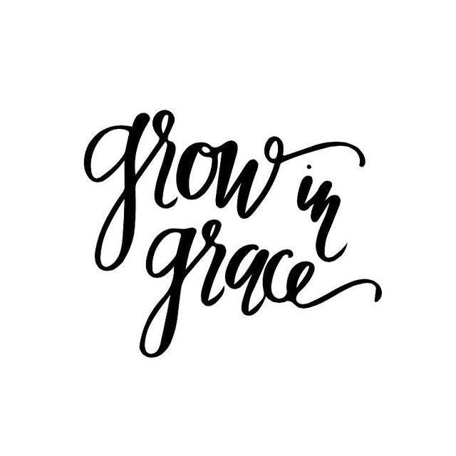 the words grow in grace are black and white, with handwritten lettering that reads grow in