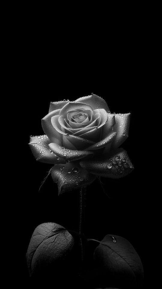 a black and white photo of a rose