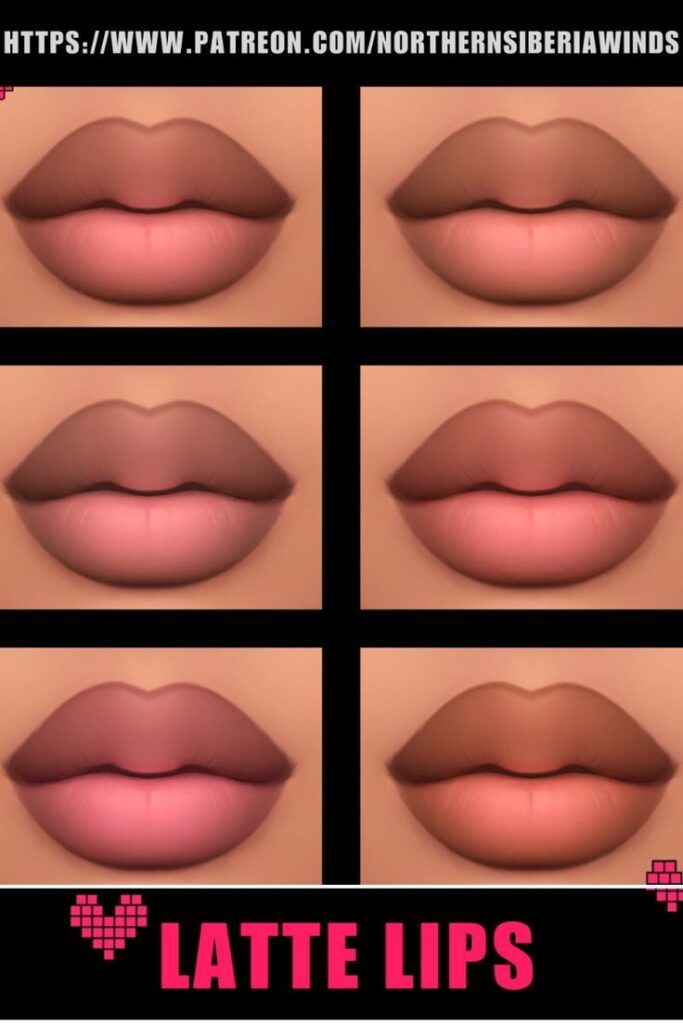 the different lip shapes and colors for lips are shown in this screenshoter's image