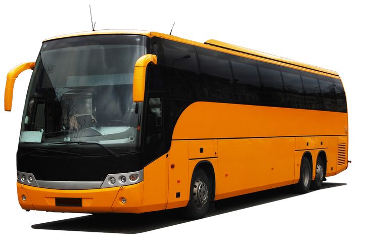 an orange bus is parked in front of a white background with the words luvous written on it