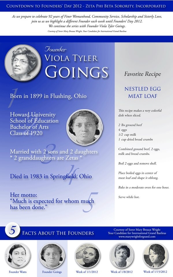 the flyer for viola tyler goings is shown in blue and white with images of women