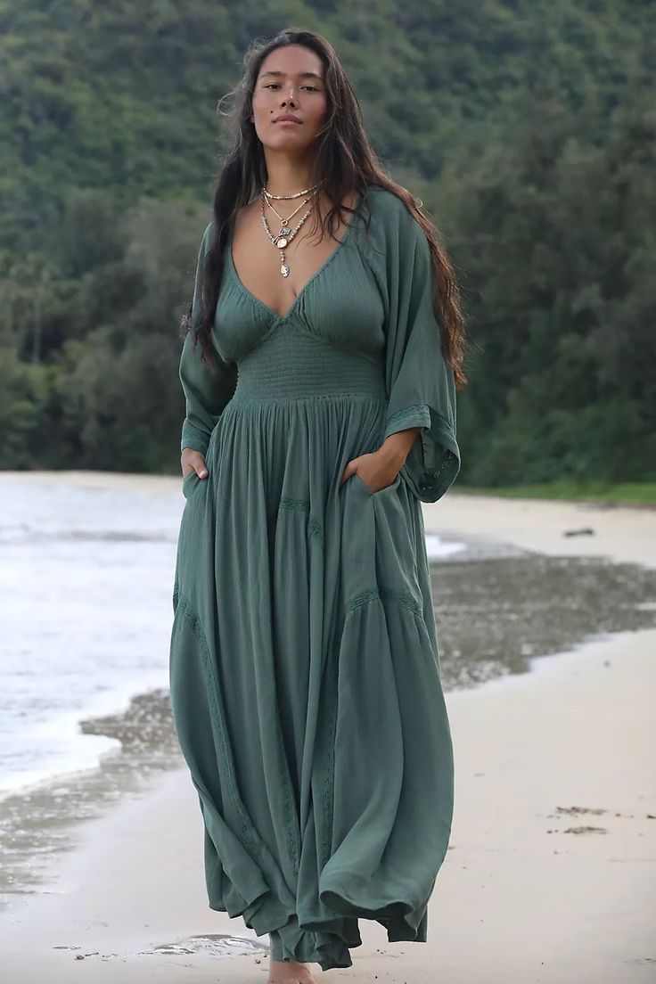 Dixie Maxi | Free People Maxi Boho Dress, Dirty Hippie, Boho Plus Size, Exaggerated Sleeves, Style Guru, Boho Hairstyles, Long Sleeve Maxi, Boho Maxi Dress, Embroidered Lace