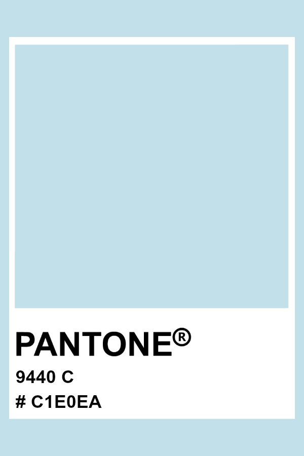 the pantone color is light blue and has a white square on it with black lettering