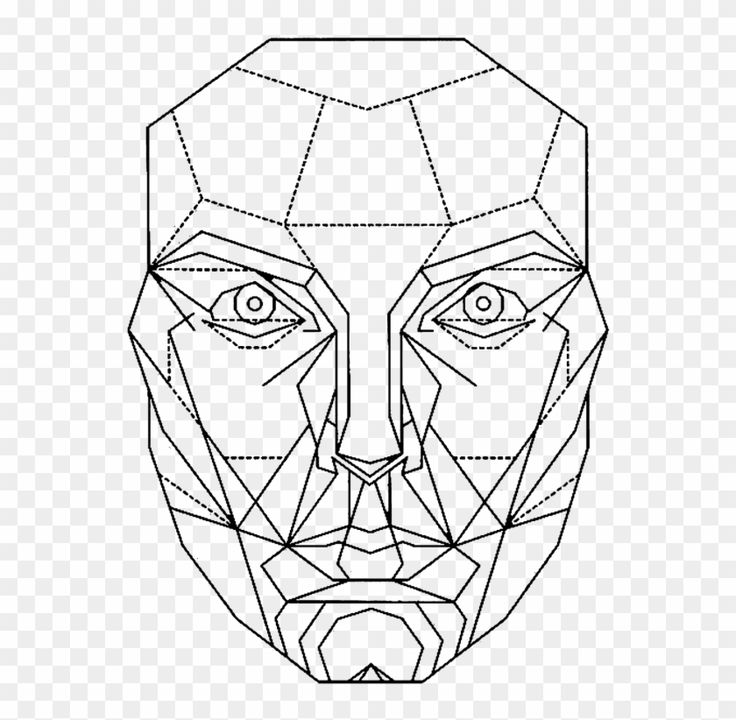 the face of a man made out of geometric shapes