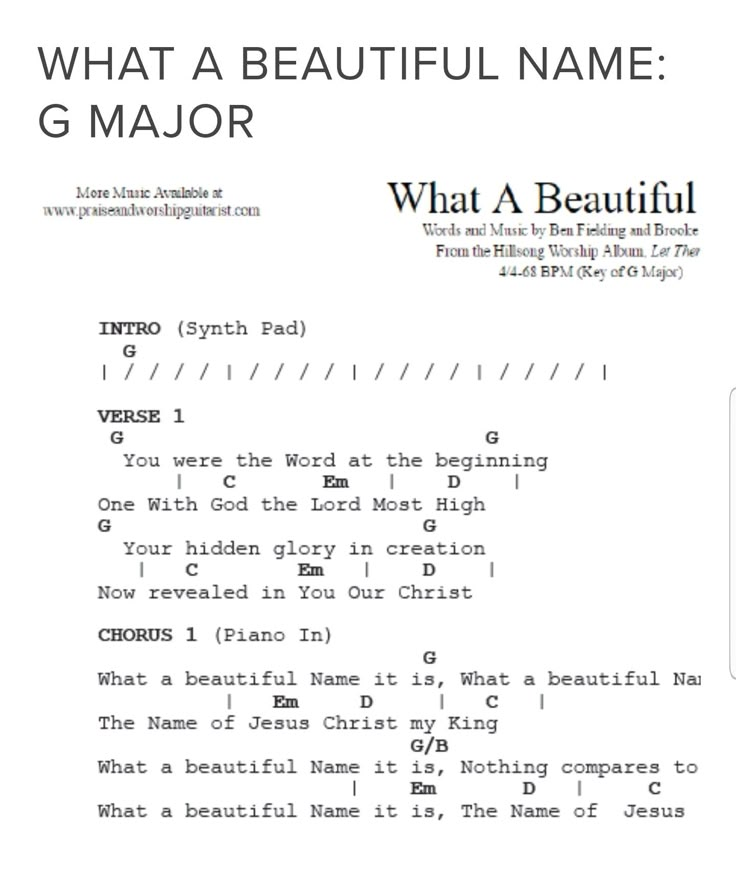 what a beautiful name g major guitar chords