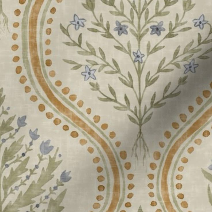 a wallpaper with blue and green flowers on it